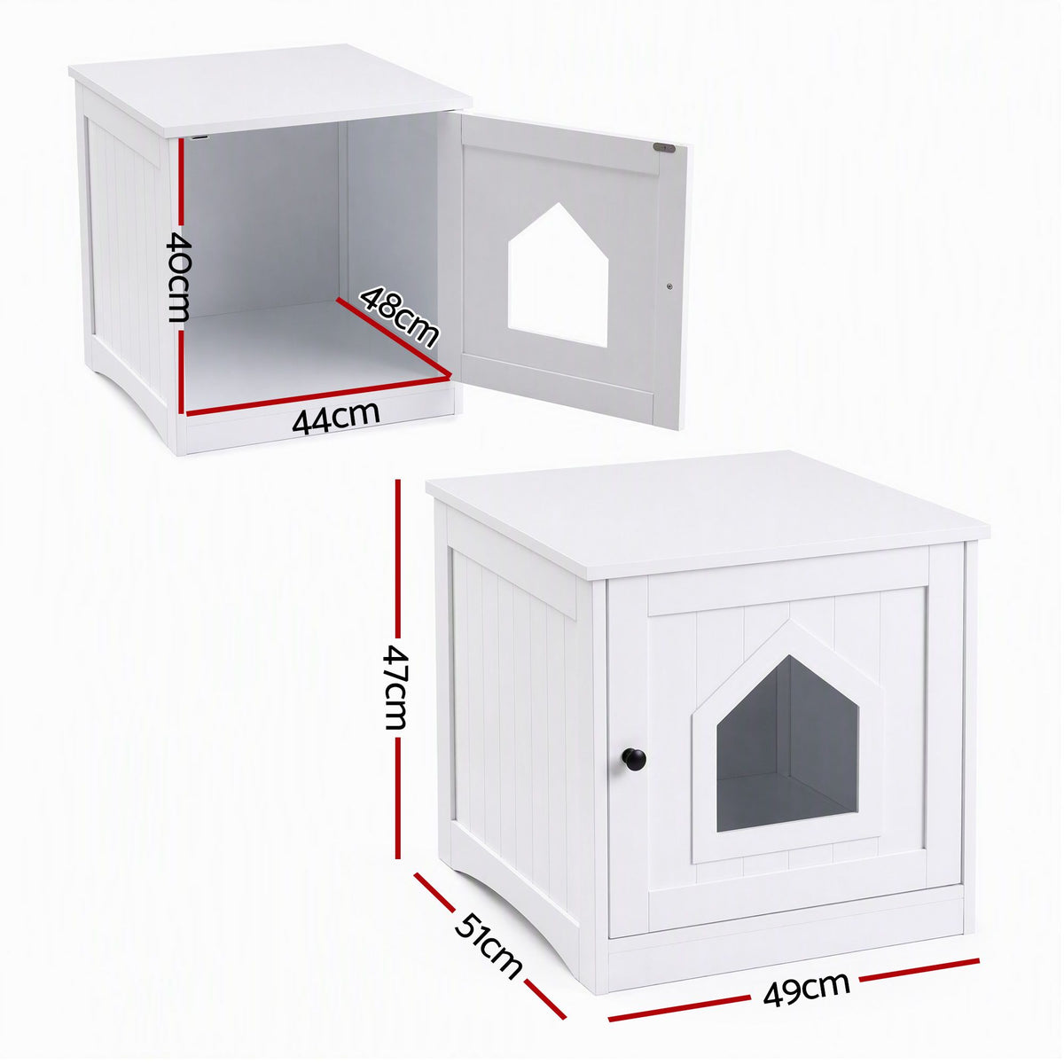 i.Pet 49x51cm Cat Litter Box Enclosure Hidden Litter Tray Cabinet White Awezingly
