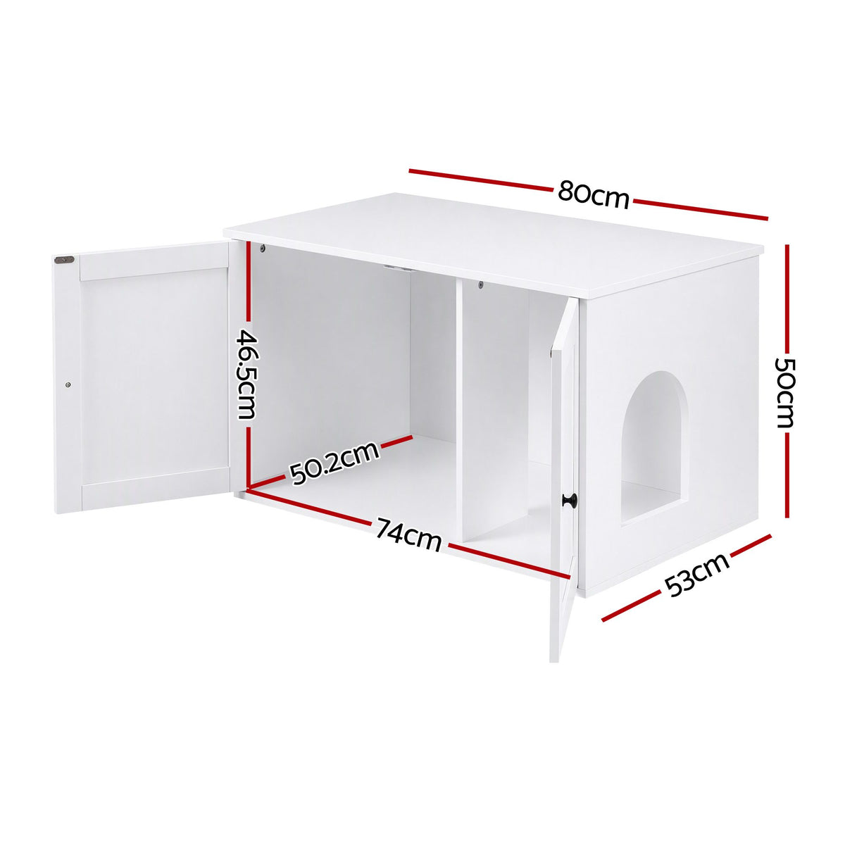 i.Pet 80x53cm Cat Litter Box Enclosure Hidden Litter Tray Cabinet Furniture White Awezingly