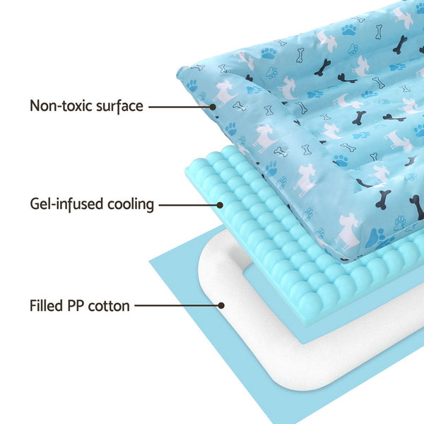 i.Pet Pet Cooling Mat Gel Dog Cat Self-cool Puppy Pad Large Bed Summer Blue i.Pet
