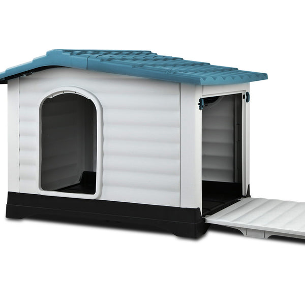 i.Pet Dog Kennel House Extra Large Outdoor Plastic Puppy Pet Cabin Shelter XL Blue i.Pet
