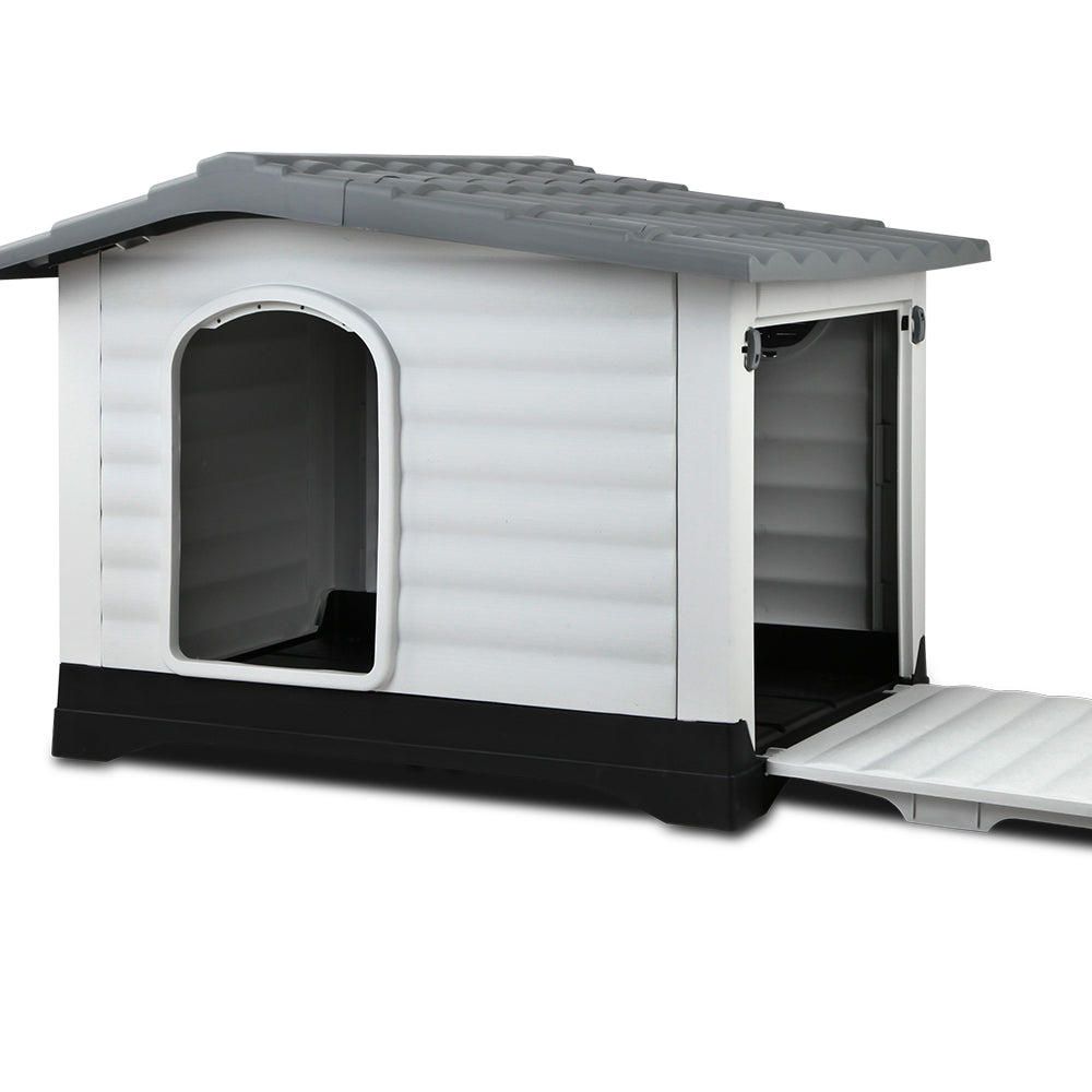 i.Pet Dog Kennel House Extra Large Outdoor Plastic Puppy Pet Cabin Shelter XL Grey i.Pet