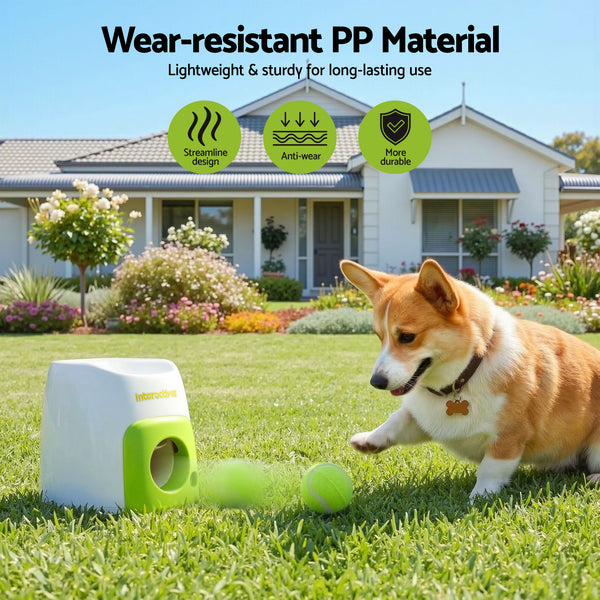 i.Pet 2-in-1 Dog Ball Launcher & Treat Dispenser with 2 Balls Green Awezingly