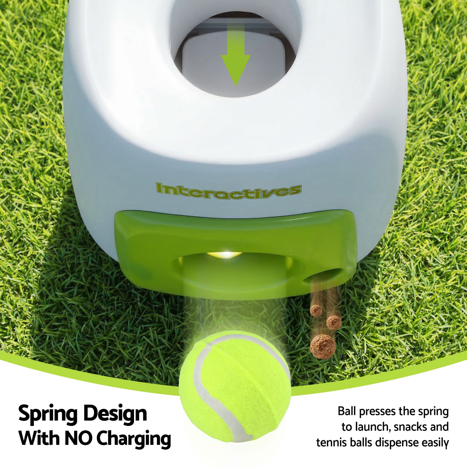 i.Pet 2-in-1 Dog Ball Launcher & Treat Dispenser with 2 Balls Green Awezingly