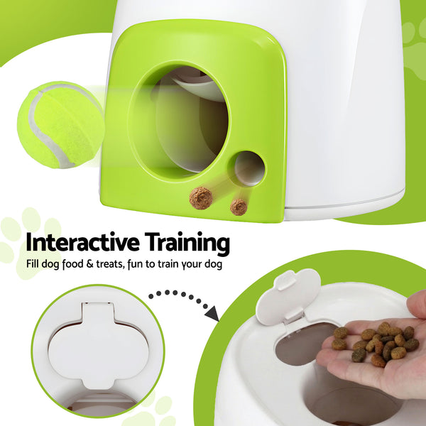 i.Pet 2-in-1 Dog Ball Launcher & Treat Dispenser with 2 Balls Green Awezingly
