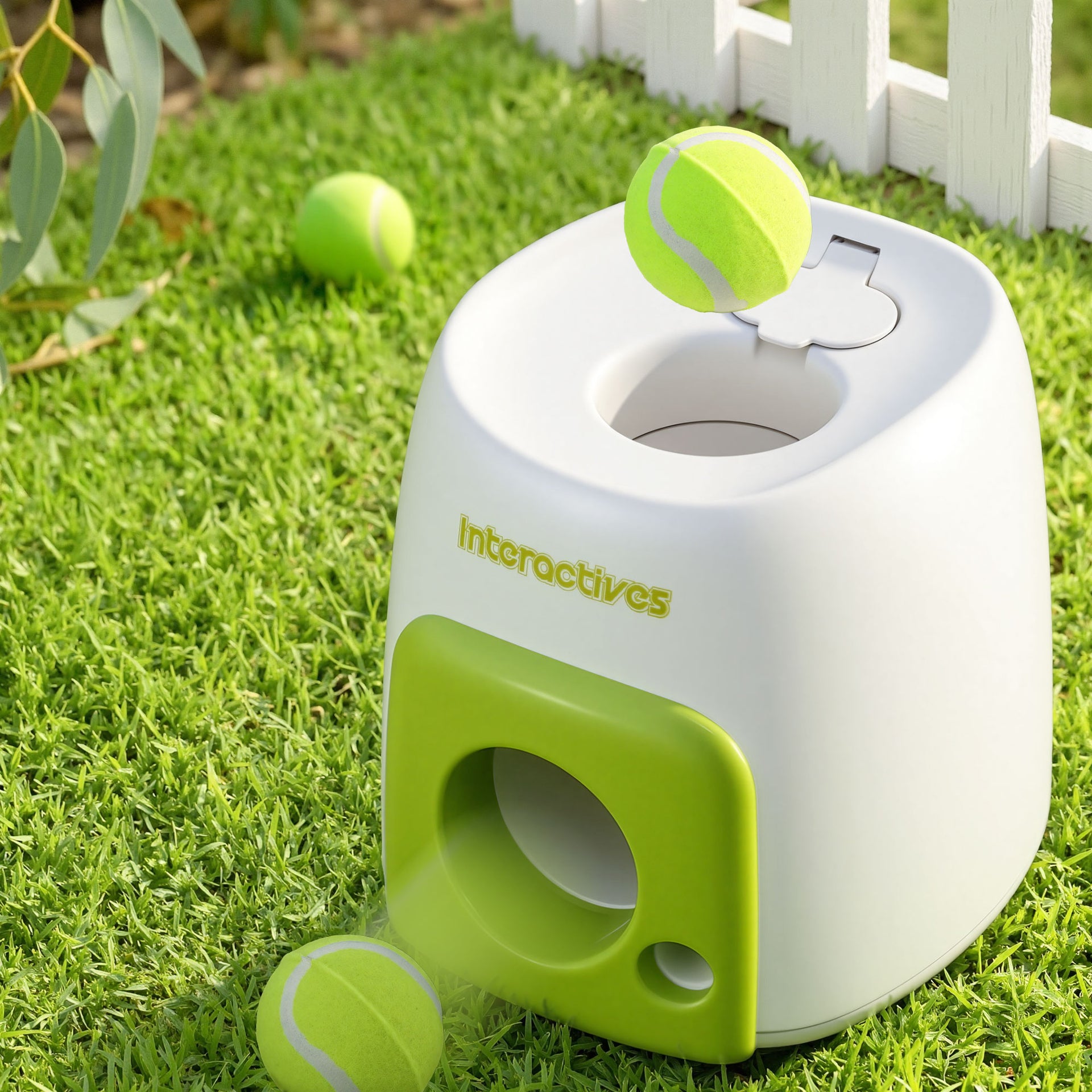 i.Pet 2-in-1 Dog Ball Launcher & Treat Dispenser with 2 Balls Green Awezingly