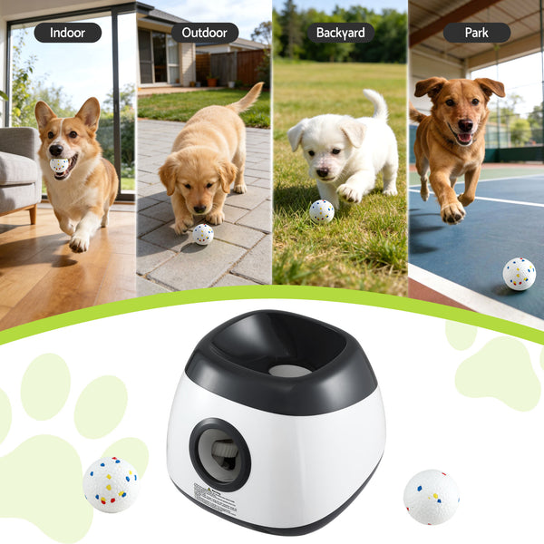 i.Pet Dog Ball Launcher Thrower with 6 ETPU Balls & 14/18/22m Launch Distance Black Awezingly