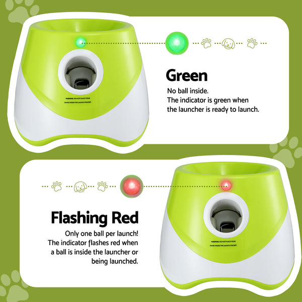 i.Pet Dog Ball Launcher Thrower with 6 Balls & 3/6/9m Launch Distances Green Awezingly