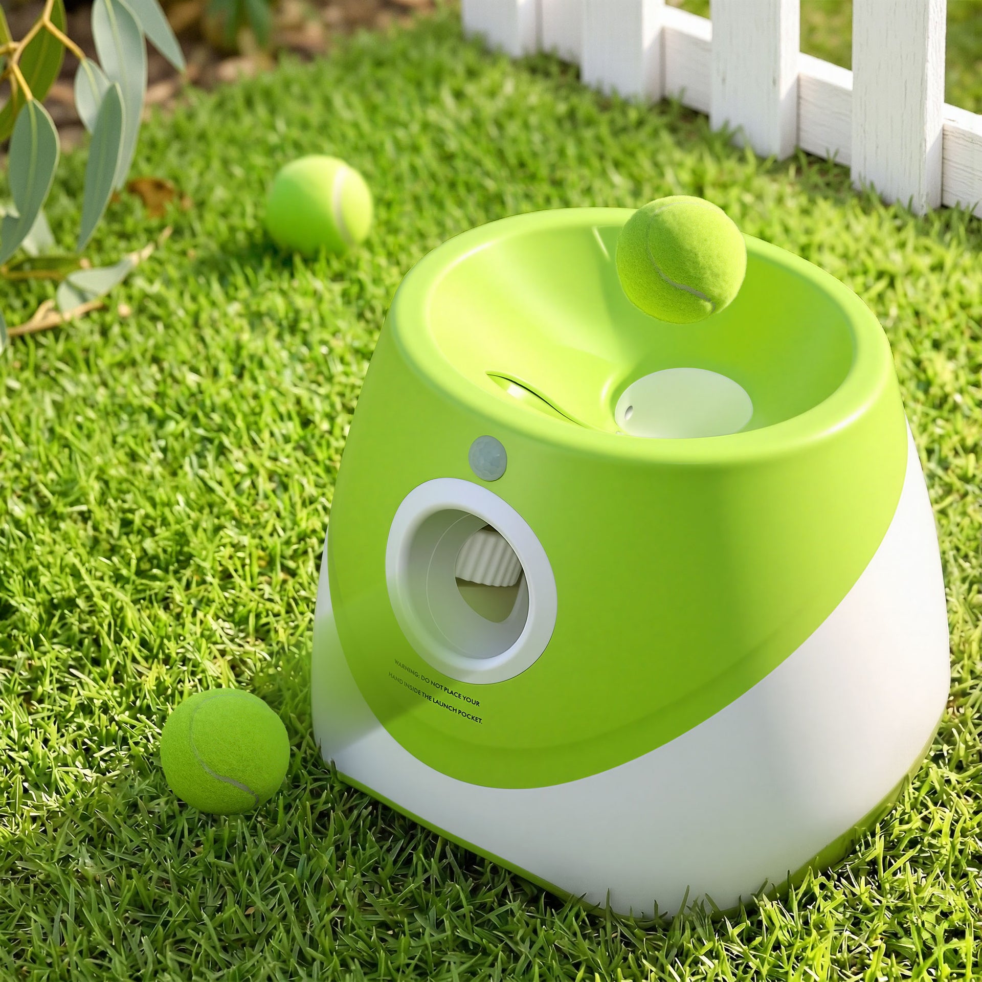 i.Pet Dog Ball Launcher Thrower with 6 Balls & 3/6/9m Launch Distances Green Awezingly