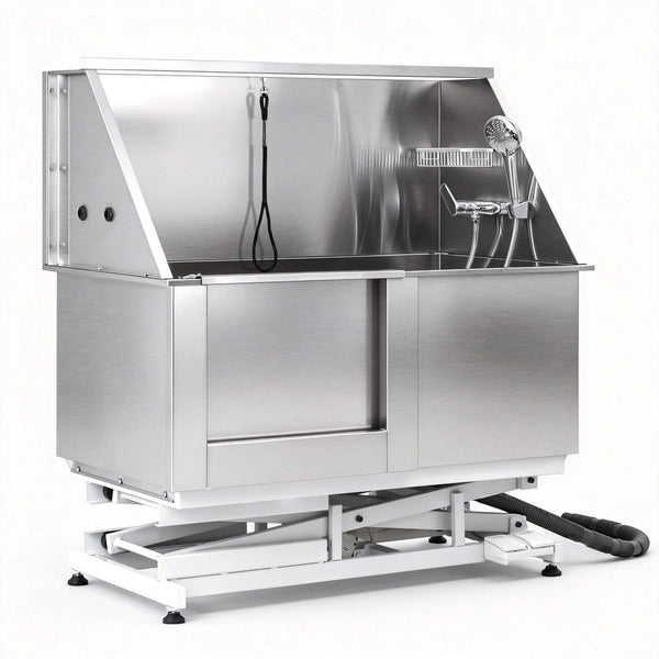 i.Pet Electric Pet Bath Tub Dog Grooming Stainless Steel Wash Station 127cm Awezingly
