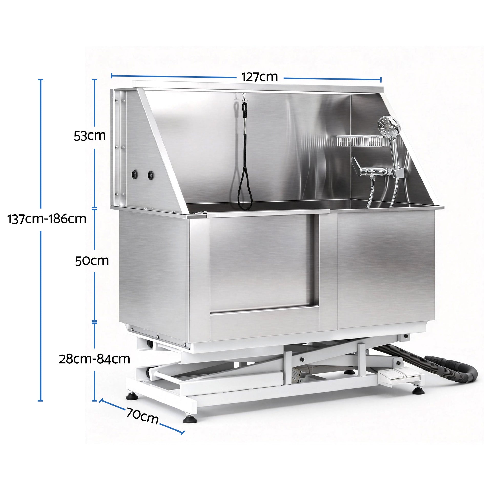 i.Pet Electric Pet Bath Tub Dog Grooming Stainless Steel Wash Station 127cm Awezingly