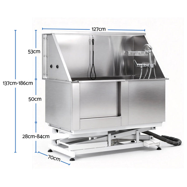 i.Pet Electric Pet Bath Tub Dog Grooming Stainless Steel Wash Station 127cm Awezingly