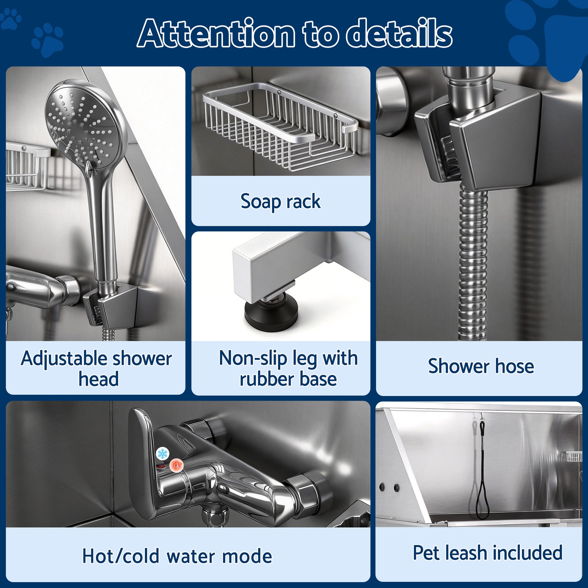 i.Pet Electric Pet Bath Tub Dog Grooming Stainless Steel Wash Station 127cm Awezingly