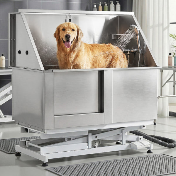 i.Pet Electric Pet Bath Tub Dog Grooming Stainless Steel Wash Station 127cm Awezingly