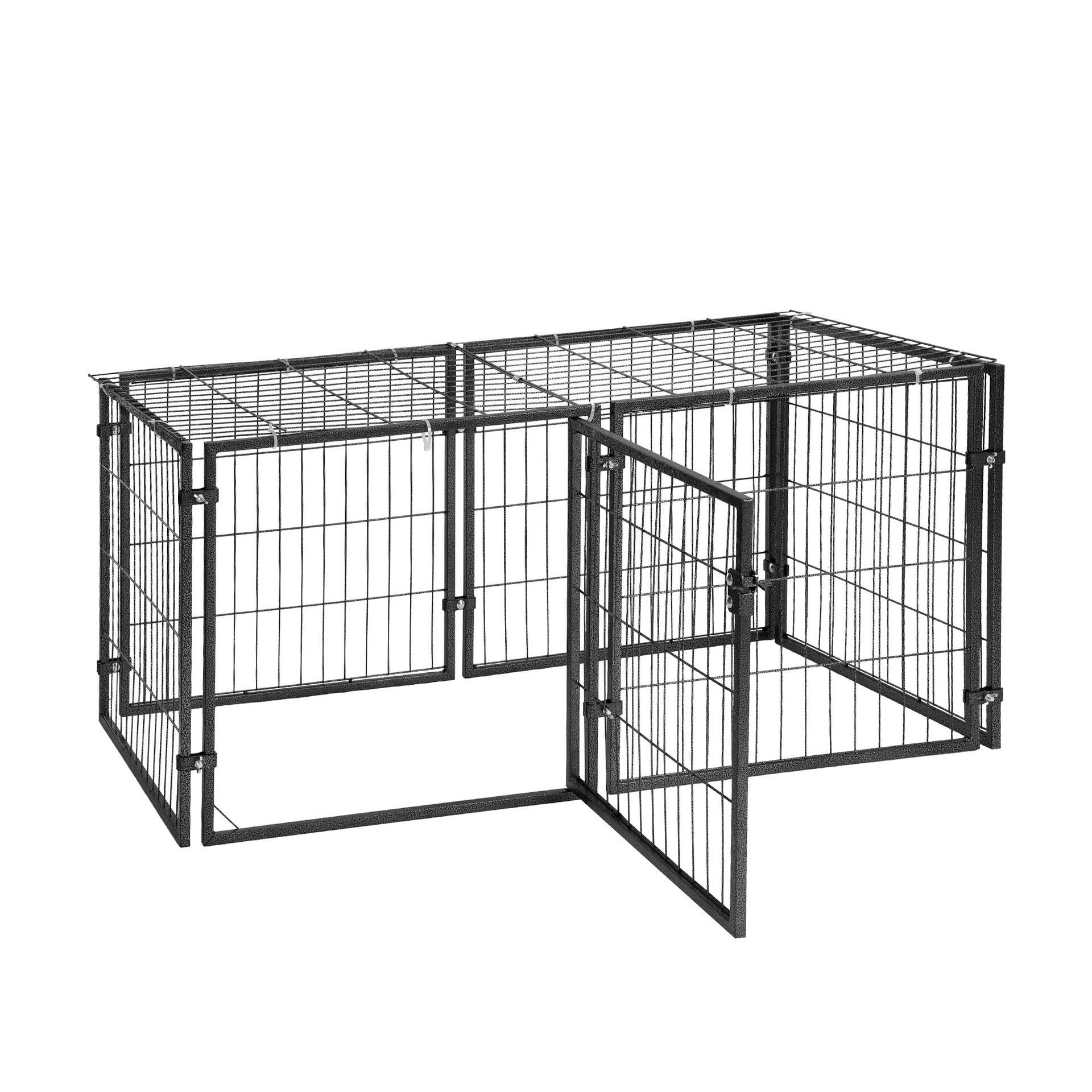 i.Pet Large Dog Crate Cage Playpen 129cm Puppy Pen Pet Enclosure Black Awezingly
