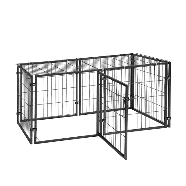 i.Pet Large Dog Crate Cage Playpen 129cm Puppy Pen Pet Enclosure Black Awezingly