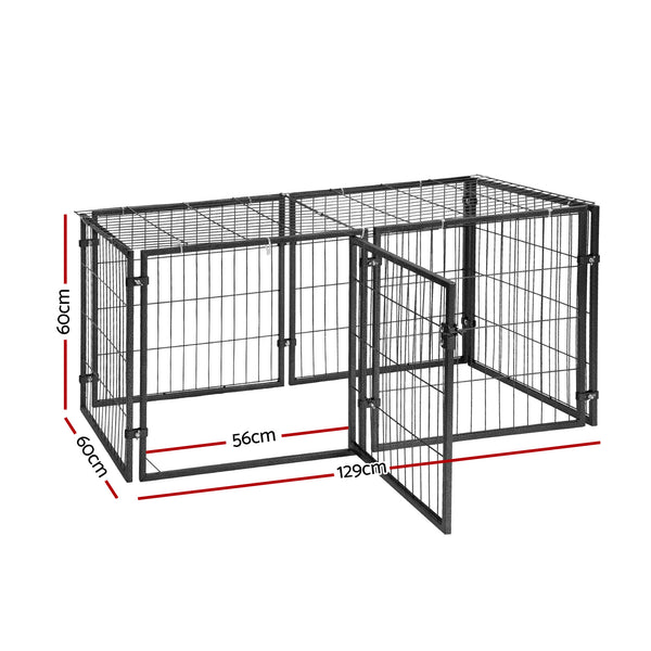 i.Pet Large Dog Crate Cage Playpen 129cm Puppy Pen Pet Enclosure Black Awezingly