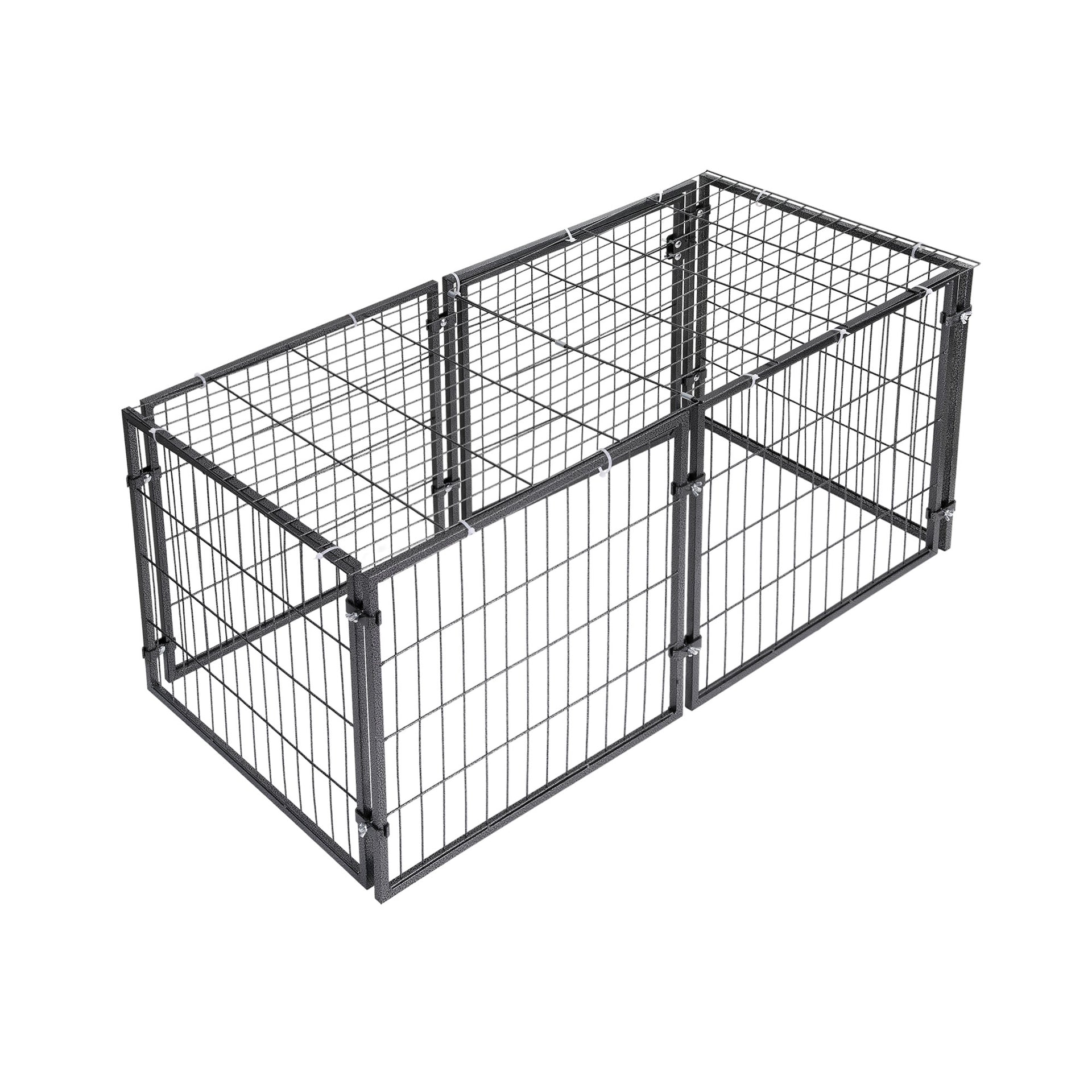 i.Pet Large Dog Crate Cage Playpen 129cm Puppy Pen Pet Enclosure Black Awezingly