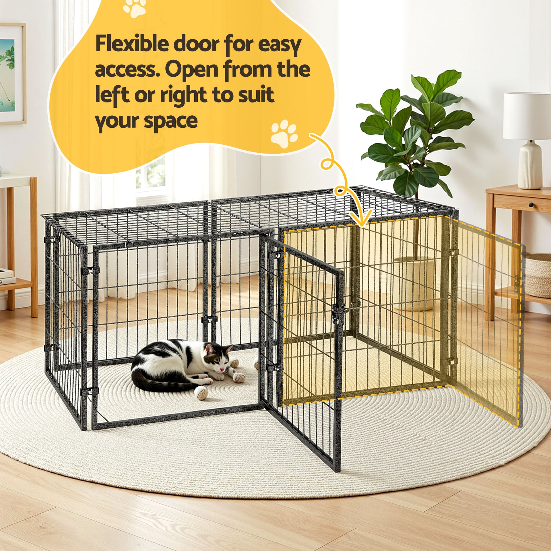 i.Pet Large Dog Crate Cage Playpen 129cm Puppy Pen Pet Enclosure Black Awezingly