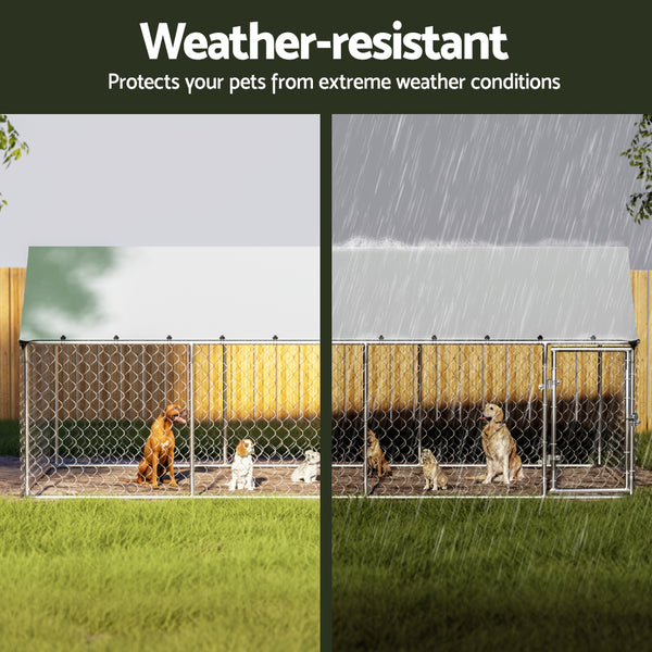 i.Pet Dog Kennel Large House XL Pet Run Cage Puppy Outdoor Enclosure 2Mx4M i.Pet