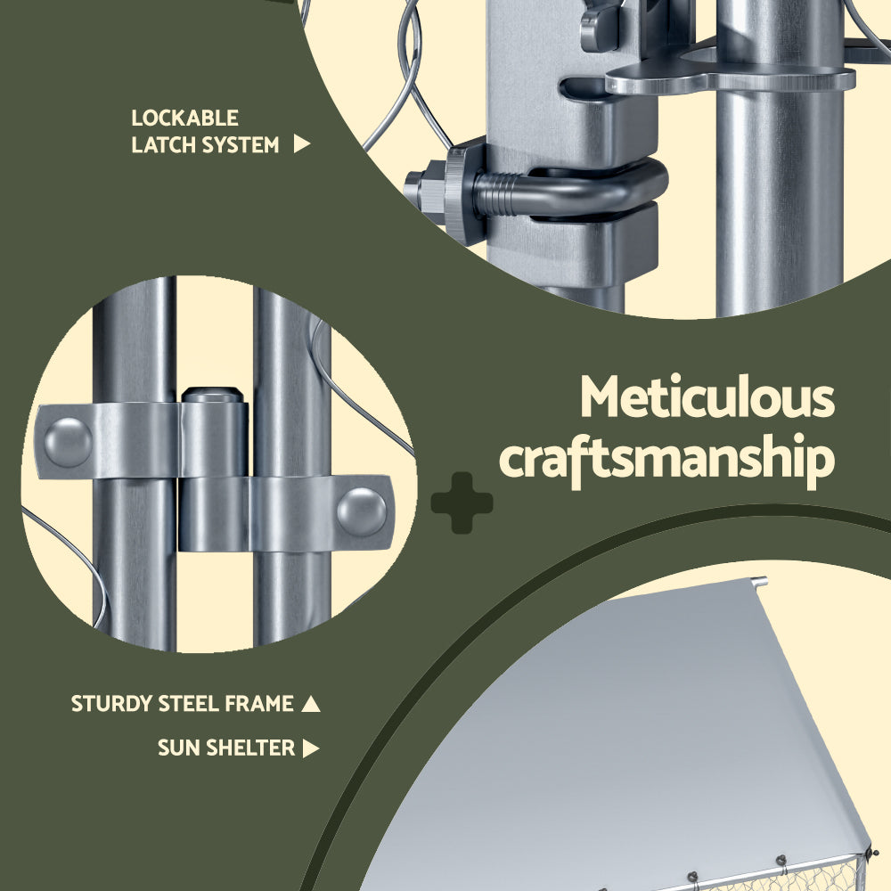 i.Pet Dog Kennel Large House XL Pet Run Cage Puppy Outdoor Enclosure 2Mx4M i.Pet