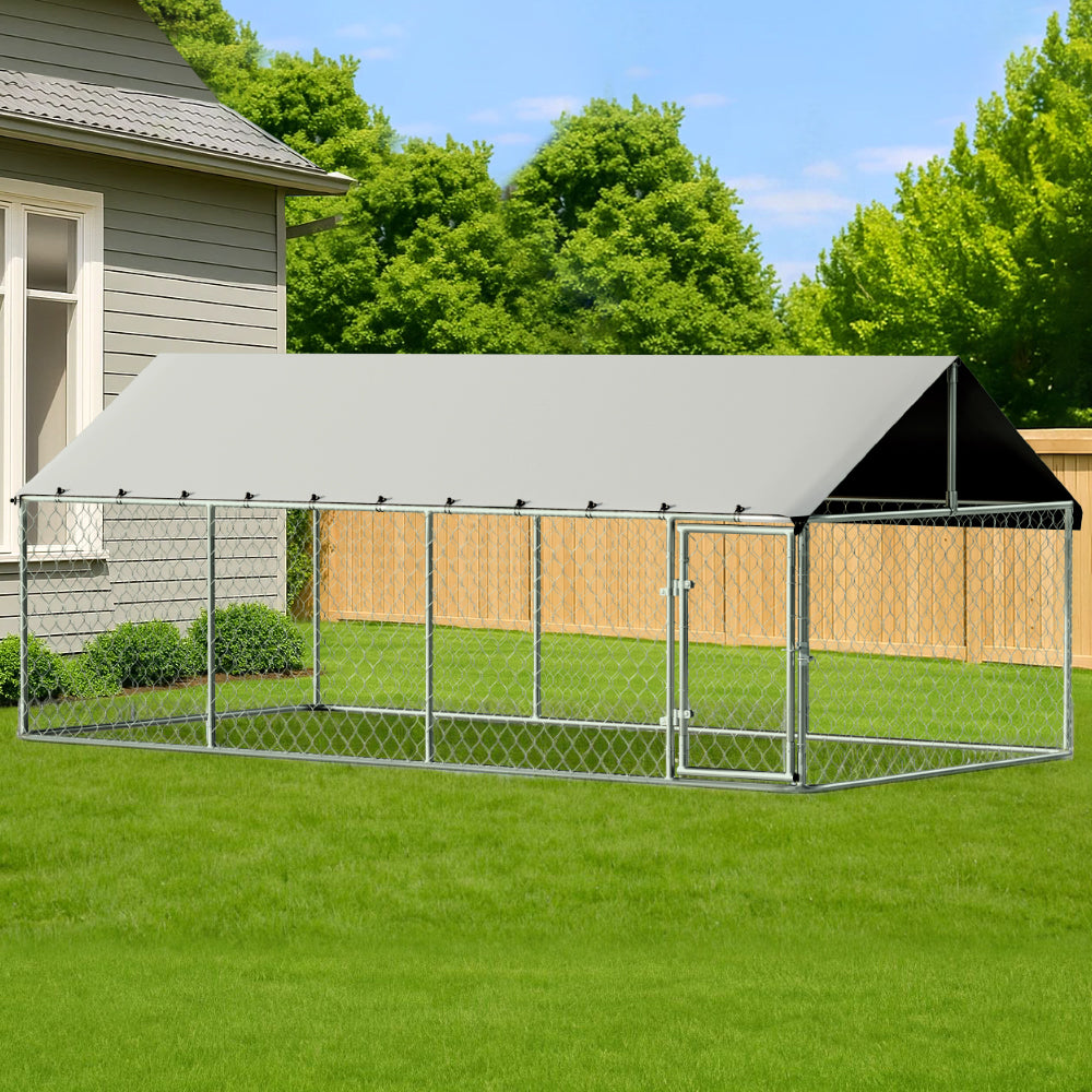 i.Pet Dog Kennel Large House XL Pet Run Cage Puppy Outdoor Enclosure 2Mx4M i.Pet