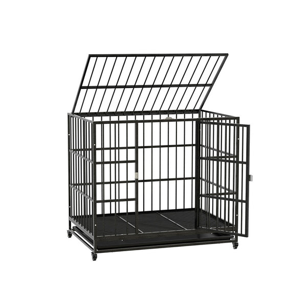 i.Pet Dog Cage Crate Large Puppy Cat Anti-Bite Pet Kennel Wheels w/Tray Metal i.Pet