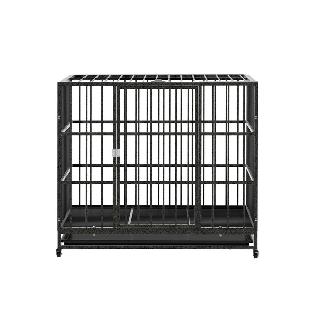 i.Pet Dog Cage Crate Large Puppy Cat Anti-Bite Pet Kennel Wheels w/Tray Metal i.Pet