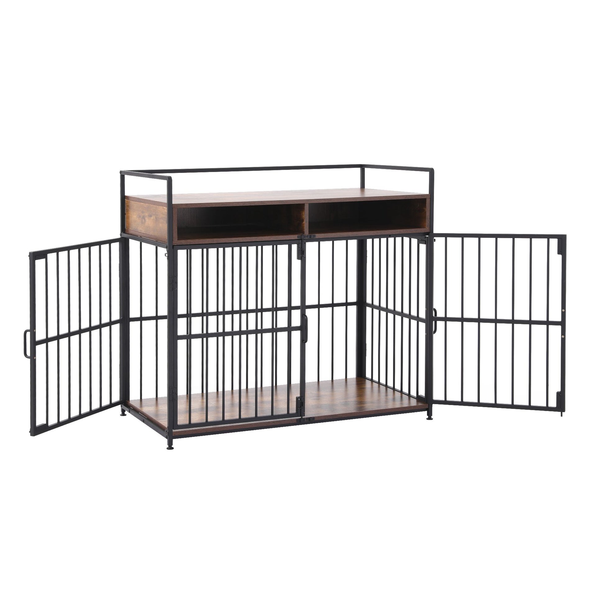 i.Pet 2-in-1 Wooden Dog Crate 104cm Pet Cage Furniture End Table Storage Black Awezingly