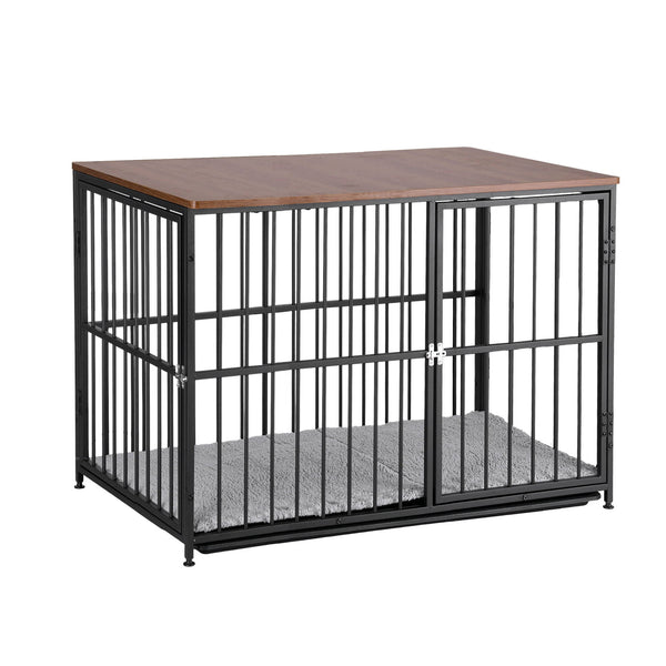 i.Pet Extra Large Dog Crate Furniture 107cm Dog Cage Puppy Pet Wooden Black Awezingly