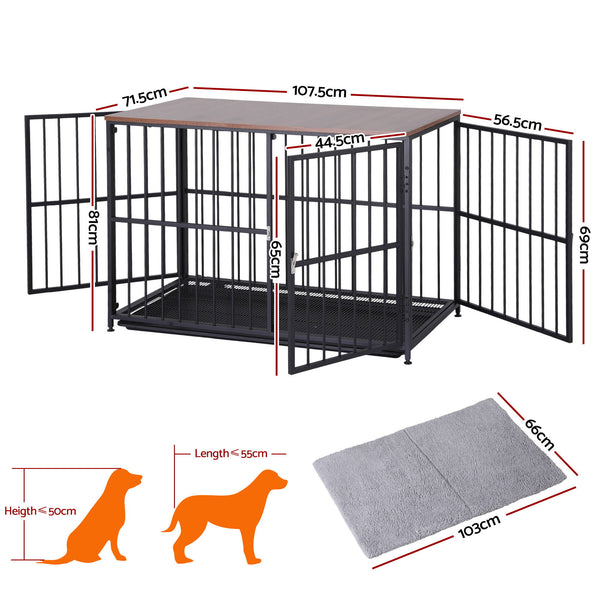 i.Pet Extra Large Dog Crate Furniture 107cm Dog Cage Puppy Pet Wooden Black Awezingly
