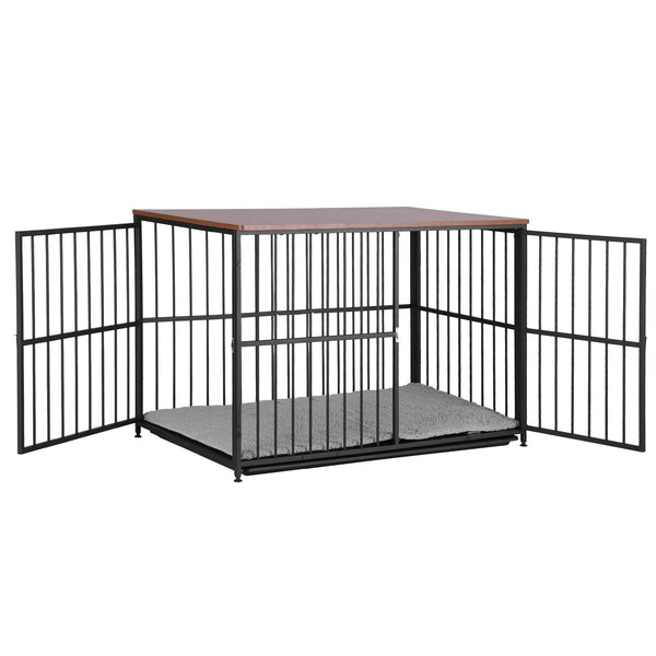 i.Pet Extra Large Dog Crate Furniture 107cm Dog Cage Puppy Pet Wooden Black Awezingly
