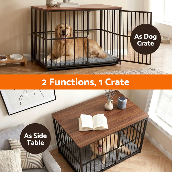 i.Pet Extra Large Dog Crate Furniture 107cm Dog Cage Puppy Pet Wooden Black Awezingly