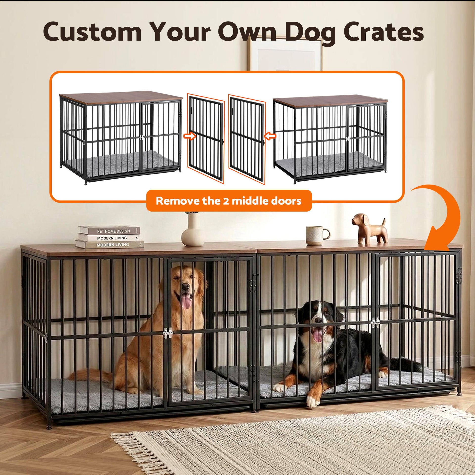 i.Pet Extra Large Dog Crate Furniture 107cm Dog Cage Puppy Pet Wooden Black Awezingly