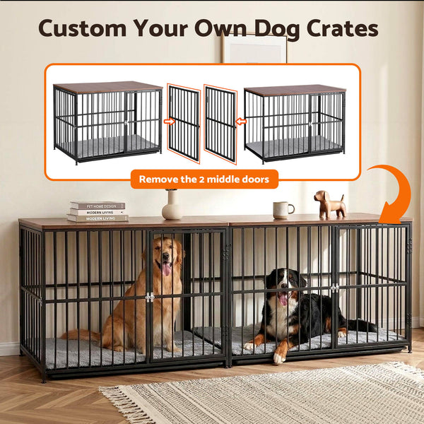 i.Pet Extra Large Dog Crate Furniture 107cm Dog Cage Puppy Pet Wooden Black Awezingly