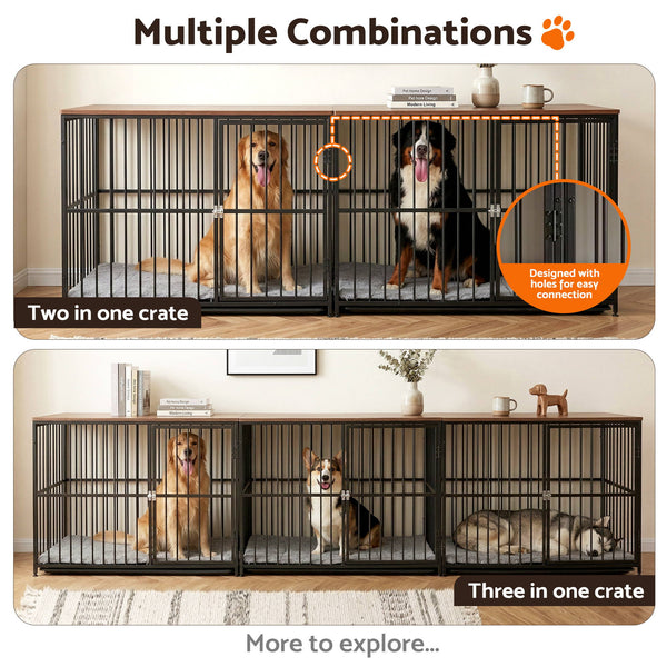 i.Pet Extra Large Dog Crate Furniture 107cm Dog Cage Puppy Pet Wooden Black Awezingly