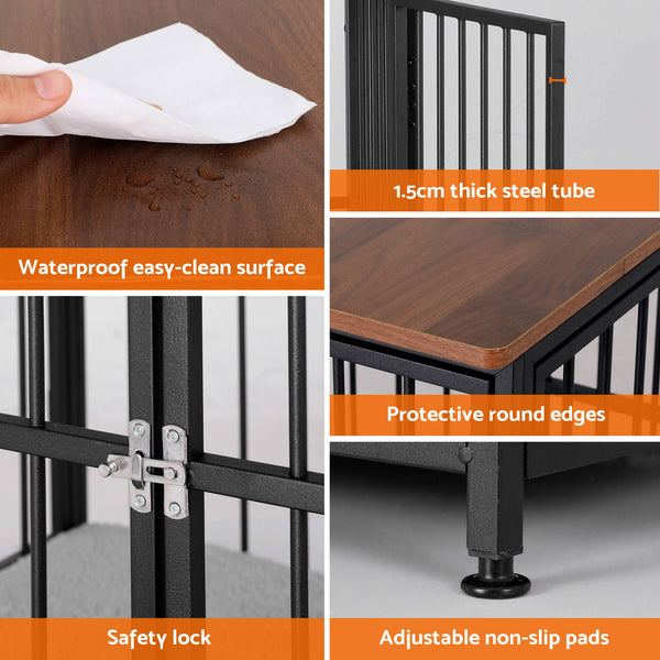 i.Pet Extra Large Dog Crate Furniture 107cm Dog Cage Puppy Pet Wooden Black Awezingly