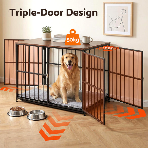 i.Pet Large Dog Crate Furniture 93cm Dog Cage Puppy Pet Wooden Black Awezingly