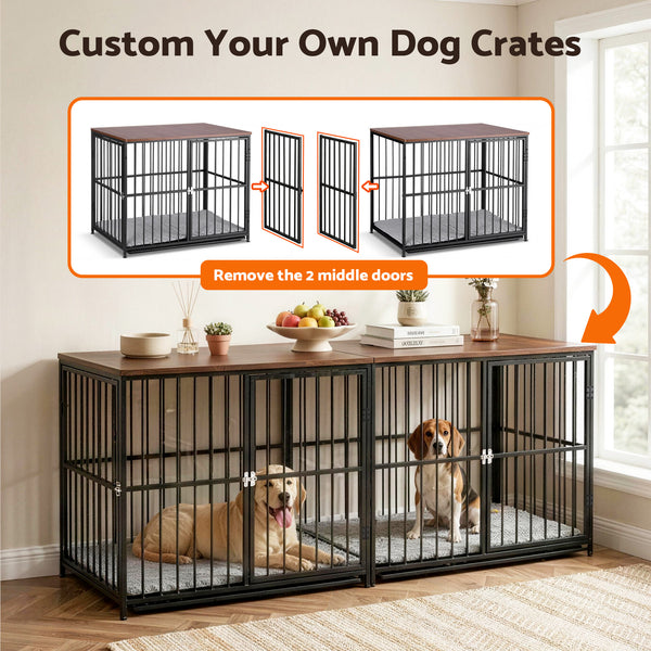 i.Pet Large Dog Crate Furniture 93cm Dog Cage Puppy Pet Wooden Black Awezingly