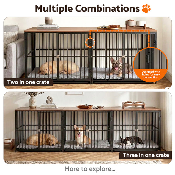 i.Pet Large Dog Crate Furniture 93cm Dog Cage Puppy Pet Wooden Black Awezingly