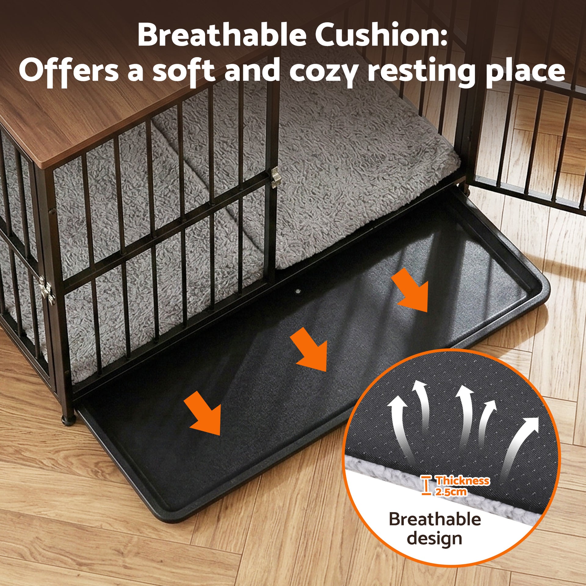 i.Pet Large Dog Crate Furniture 93cm Dog Cage Puppy Pet Wooden Black Awezingly