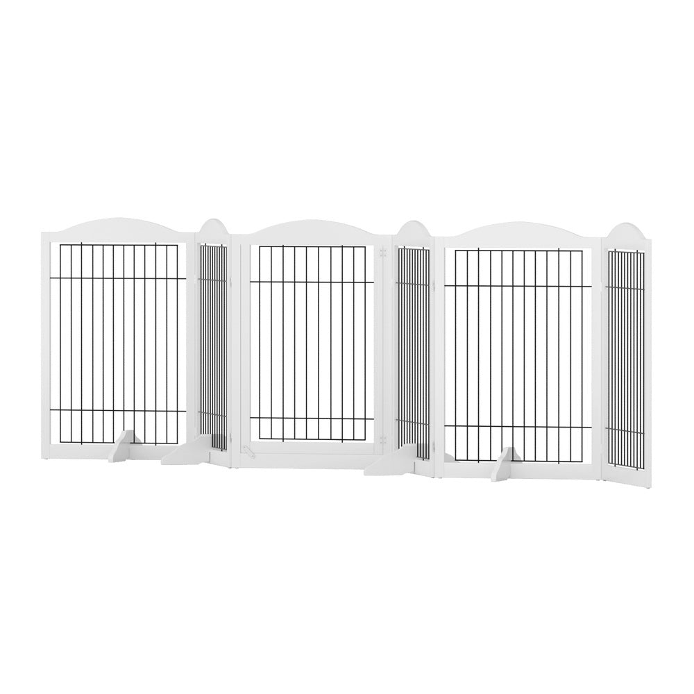 i.Pet Dog Playpen Enclosure 6 Panel Pet Fence Wooden Play Pen i.Pet