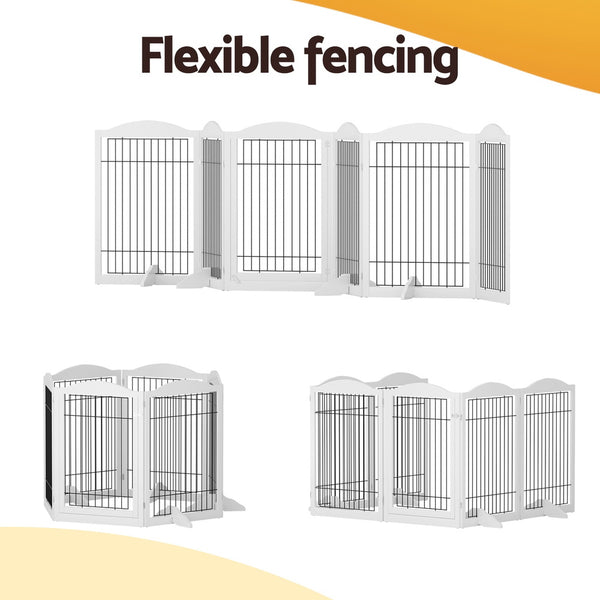 i.Pet Dog Playpen Enclosure 6 Panel Pet Fence Wooden Play Pen i.Pet