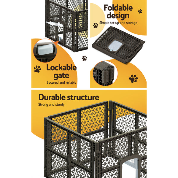 i.Pet Dog Playpen Enclosure 4 Panel Pet Fence Plastic Play Pen i.Pet