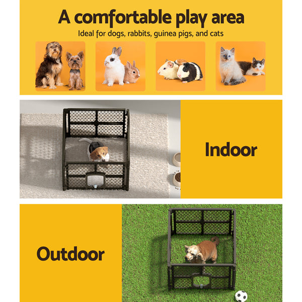 i.Pet Dog Playpen Enclosure 4 Panel Pet Fence Plastic Play Pen i.Pet