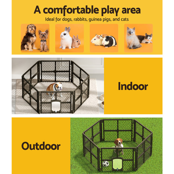 i.Pet Dog Playpen Enclosure 6 Panel Pet Fence Plastic Play Pen i.Pet