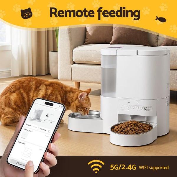 i.Pet Automatic Pet Feeder Water Dispenser 2-in-1 Smart WiFi Dog Cat Food 4L Awezingly
