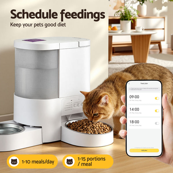 i.Pet Automatic Pet Feeder Water Dispenser 2-in-1 Smart WiFi Dog Cat Food 4L Awezingly