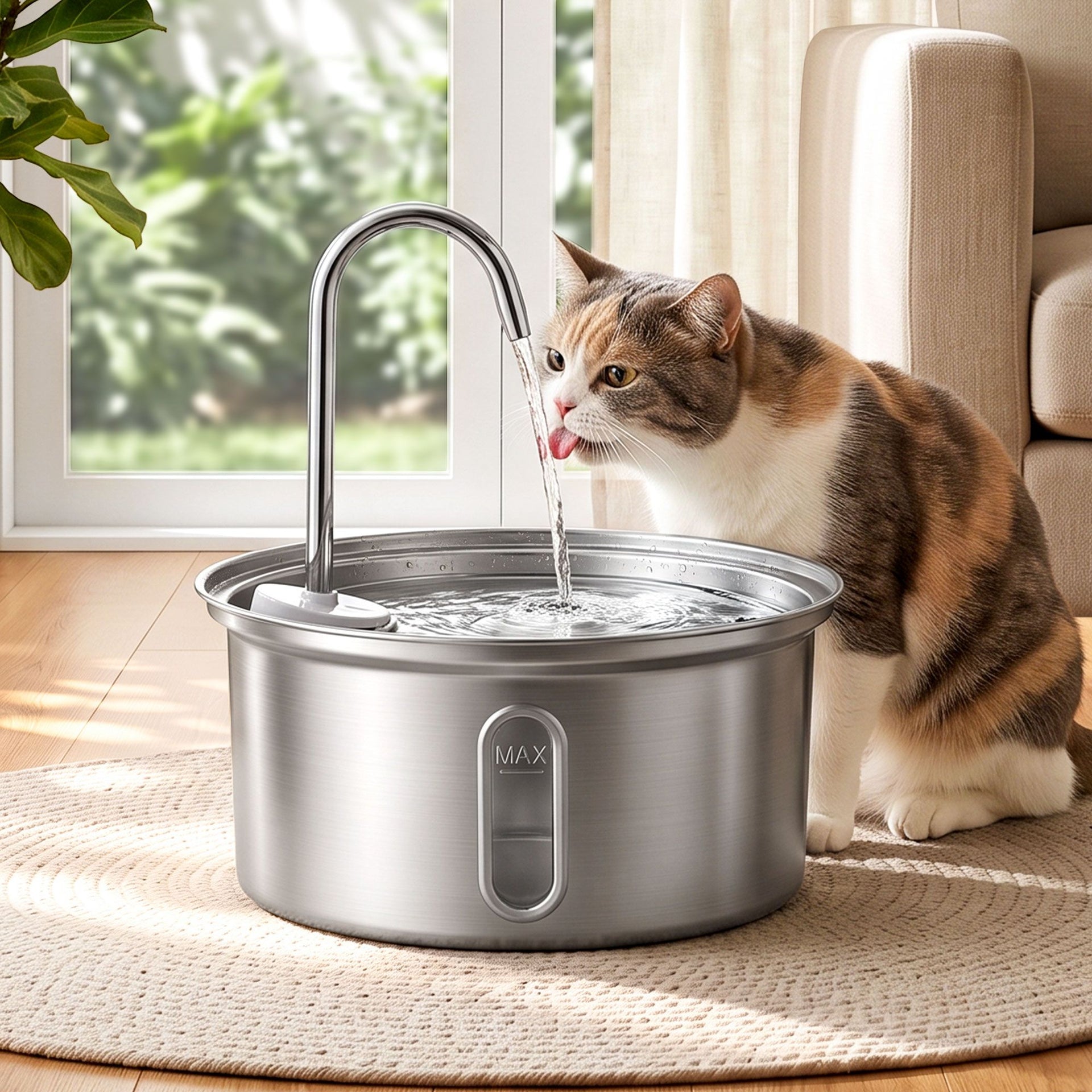 i.Pet 3.2L Cat Water Fountain Pet Feeder Dog Drinking Dispenser 304 Stainless Steel Awezingly