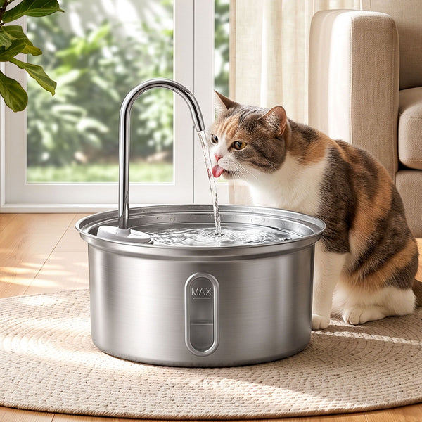 i.Pet 3.2L Cat Water Fountain Pet Feeder Dog Drinking Dispenser 304 Stainless Steel Awezingly