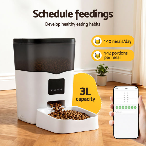 i.Pet Automatic Pet Feeder Dog Cat Feeder Wifi 3L Auto Smart Food Dispenser Awezingly